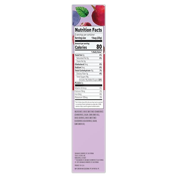 SUN-MAID FARMSTAND RESERVE DRIED MIXED BERRIES – (5 PACK) 0.8 OZ SNACK BAG – DRIED FRUIT SNACK FOR NATURAL SWEETENERS