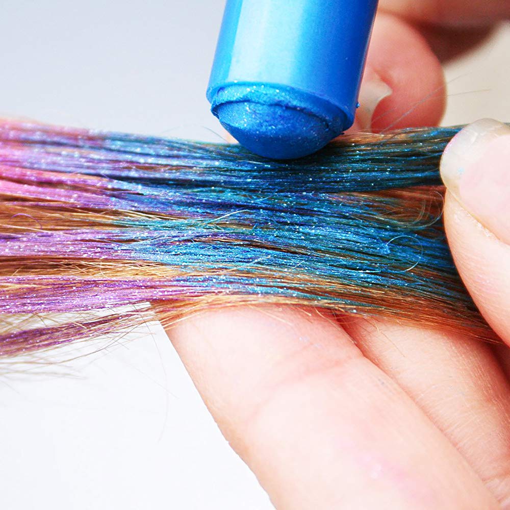 NANW 12 Color Temporary Hair Chalk, Hair Pens Crayon Salon Non-toxic Washable Hair Dye Safe for Cosplay Birthday New Year Christmas Gift for Makeup Kids Girls Teen Adults