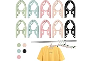 UNEFCYC 10 Pcs Travel Foldable Hangers - 2024 Update Portable Plastic Hanger,Travel Accessories Essentials Must Haves,Clothes Drying Rack,Folding Hanger for Traveling Camping Flying RV Cruise Suitcase Mix