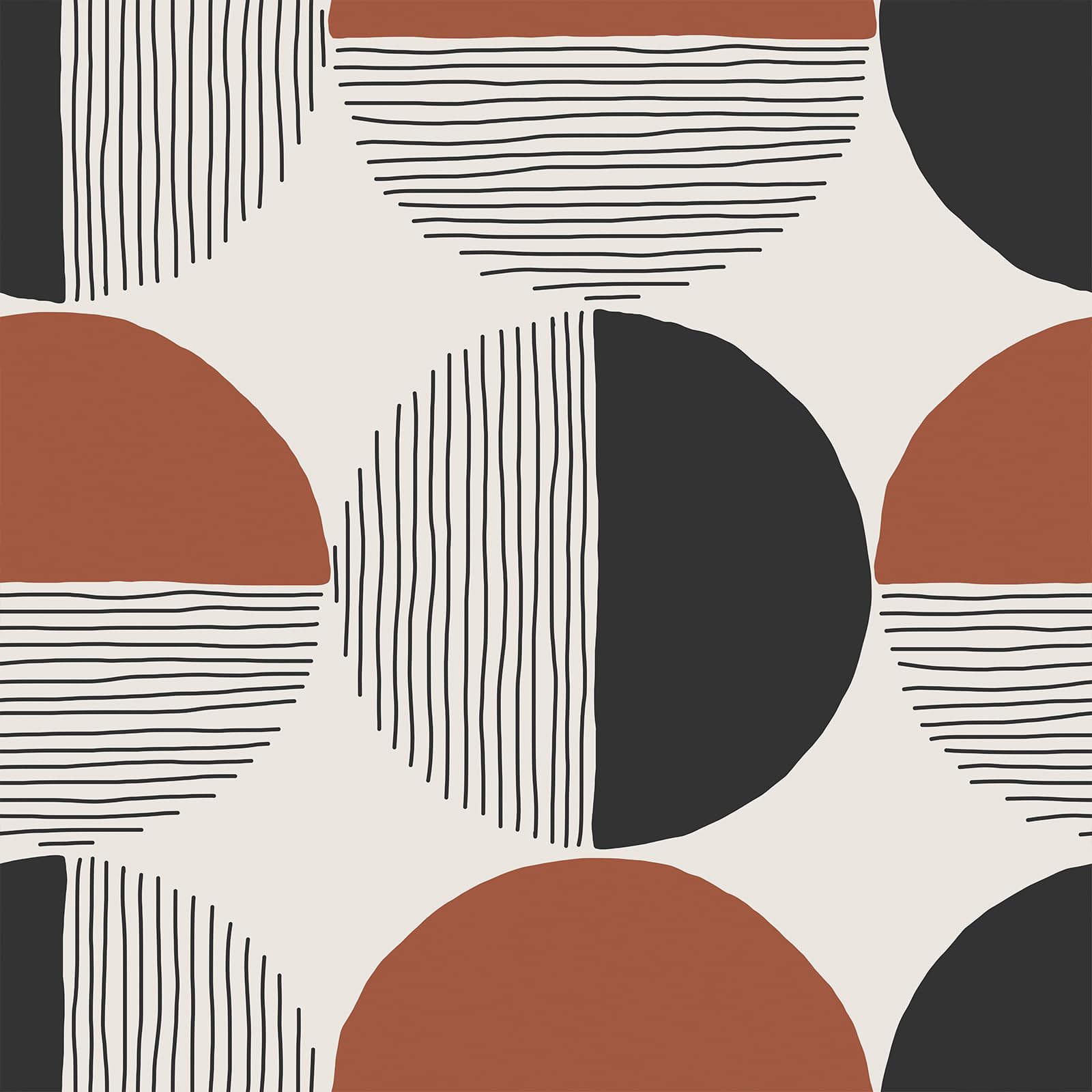 VEELIKE Burnt Orange Boho Geometric Wallpaper Peel and Stick Wallpaper for Bedroom Bathroom Mid Century Art Deco Wall Paper Modern Wall Décor Geometric Patterned Contact Paper Removable 44.5cm×300cm