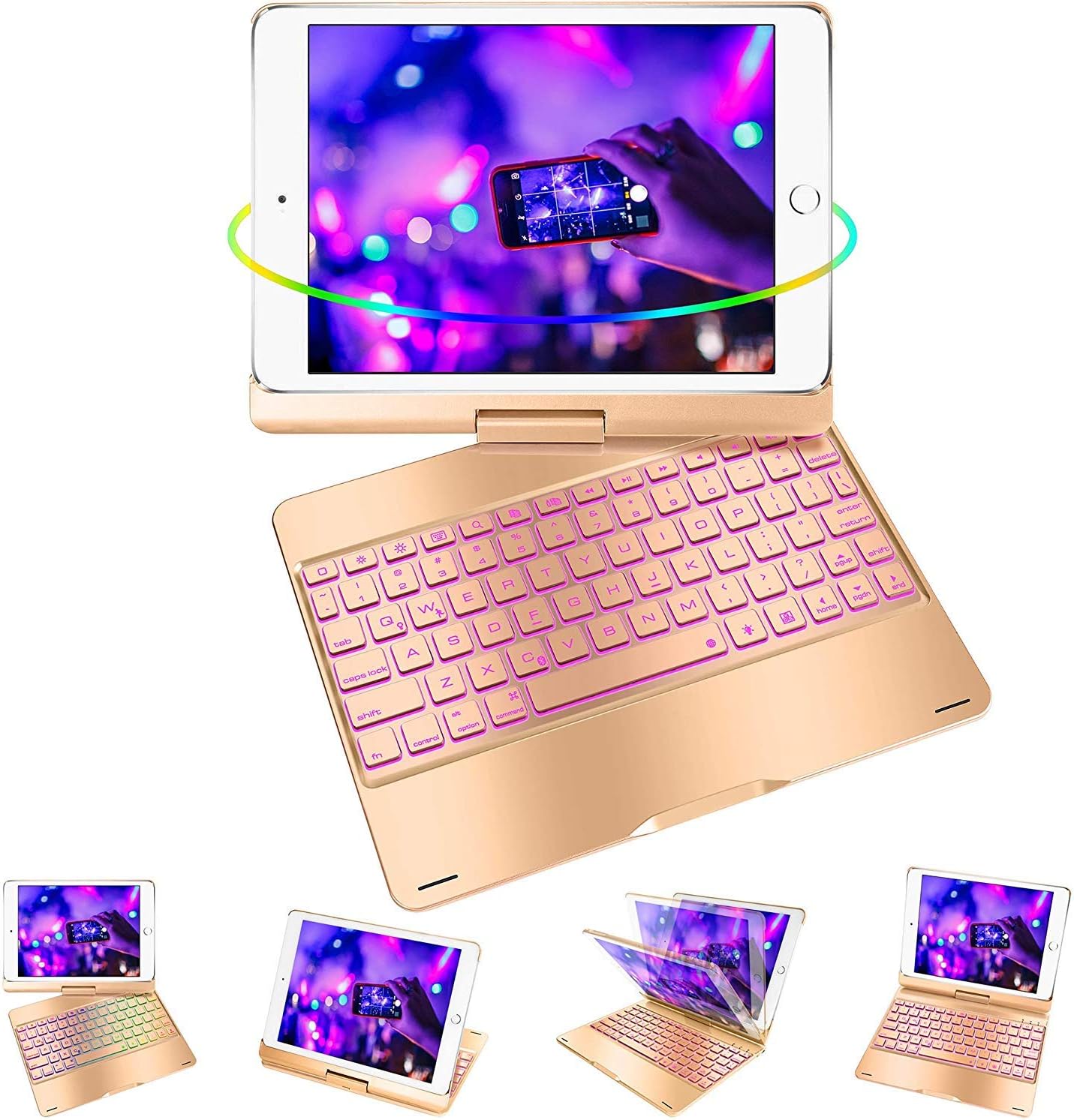SZILBZ iPad Keyboard Case 9.7 for iPad 2018 (6th Gen)/iPad 2017 (5th Gen)/iPad Pro 9.7/iPad Air 2&1,iPad Case with Bluetooth Keyboard Gold