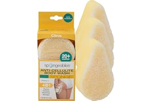 Spongeables Anti Cellulite Body Wash in a 20+ Wash Sponge, Citrus, 3 Count