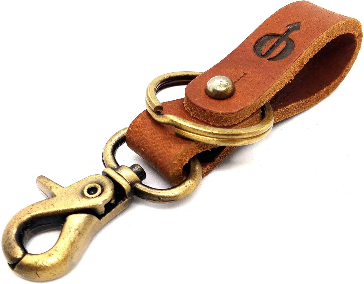 Genuine Leather Keychain for Men Brass Metal Hook Organizer Accessories Handmade Key Ring Holder