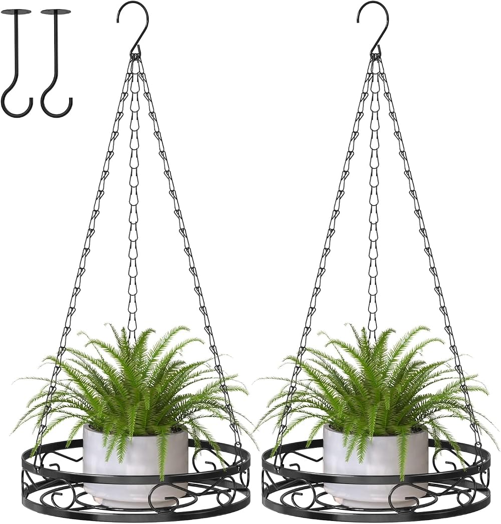 Mutool Hanging Planter Set, 2PCS Indoor Outdoor Baskets with Hooks