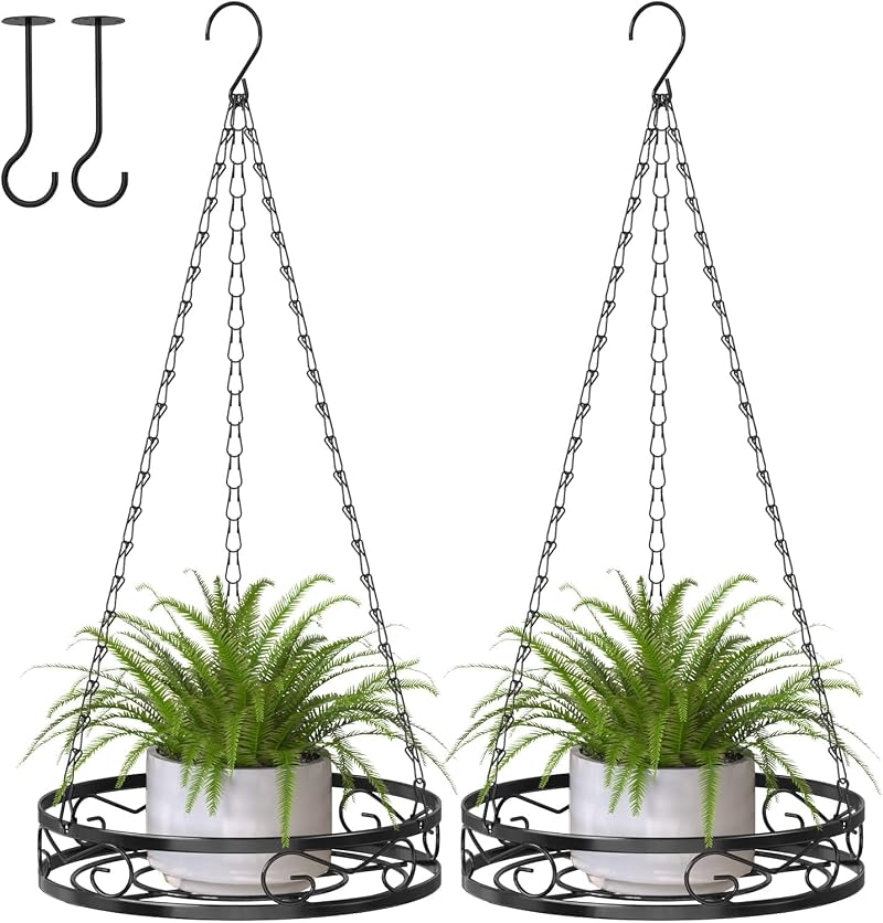 Mutool Hanging Planter Set, 2PCS Indoor Outdoor Baskets with Hooks