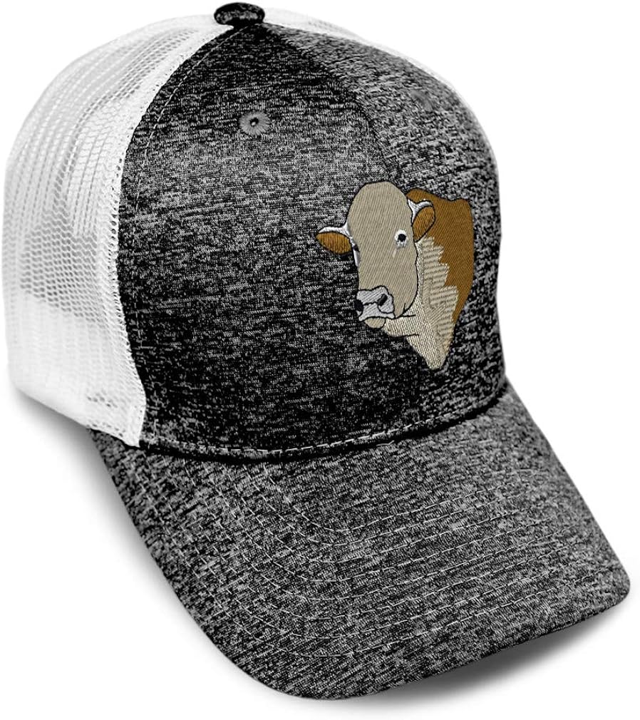 Custom Trucker Hat Jersey Baseball Cap Hereford Bull Head Embroidery Tri Blend for Men & Women