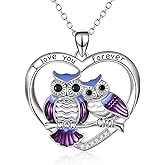 Sterling Silver Owl Necklace Mother Daughter Owl Lover Bird Pendant Necklace Mother's Day Gifts for Women Grandmother Daughter Mom