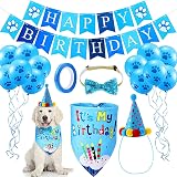 WUBAYI Dog Birthday Bandana Set Blue Hat Bow Tie Adjustable Size view 4