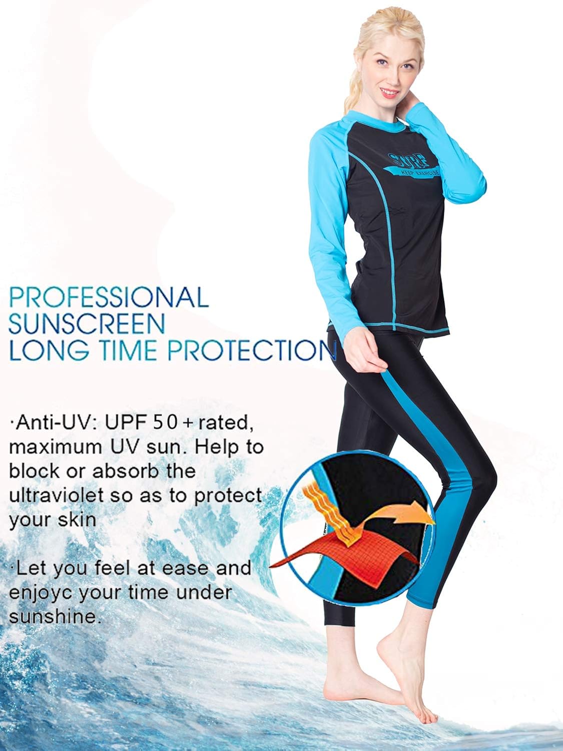 GEEK LIGHTING Womens UPF 50+ Surfing Skins Leggings Wetsuit Swim Long Pants: Clothing