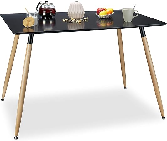 Relaxdays Dining Table Arvid Wood Rectangular Size Ca 75 X 120 X 80 Cm Natural Legs Rubber Protective Pads Black Mdf 80 X 120 X 75 Cm Amazon Co Uk Kitchen Home