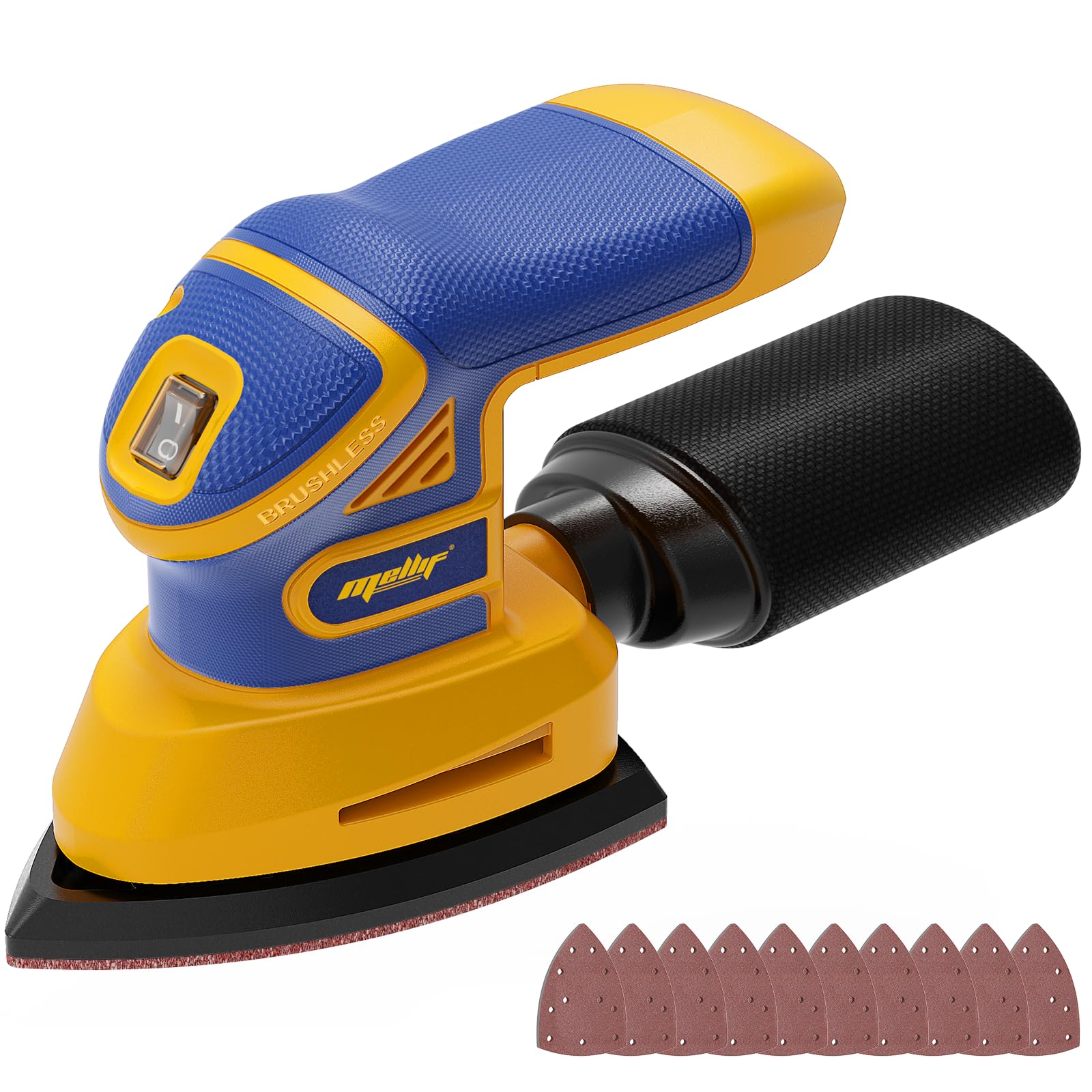 Photo 1 of Mayoki Cordless Detail Sander Compatible with Dewalt 20v Max Battery, 1.9Amp, Dust Collector, Brushless 12,000 OPM Speed, Compact Soft Palm Grip, 10pcs Sanding Pads, 2.0Ah Charger & Battery Kit