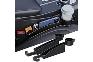 DDTPDE Car Seat Gap Filler Set of 2, Upgraded Car Side Seat Gap Fillers with Organizer, Cup Holder & Hook Function, Inserts Between Front Seats Console Catcher 4in1 Gap Stopper Fill Plug Storage Box (Black)