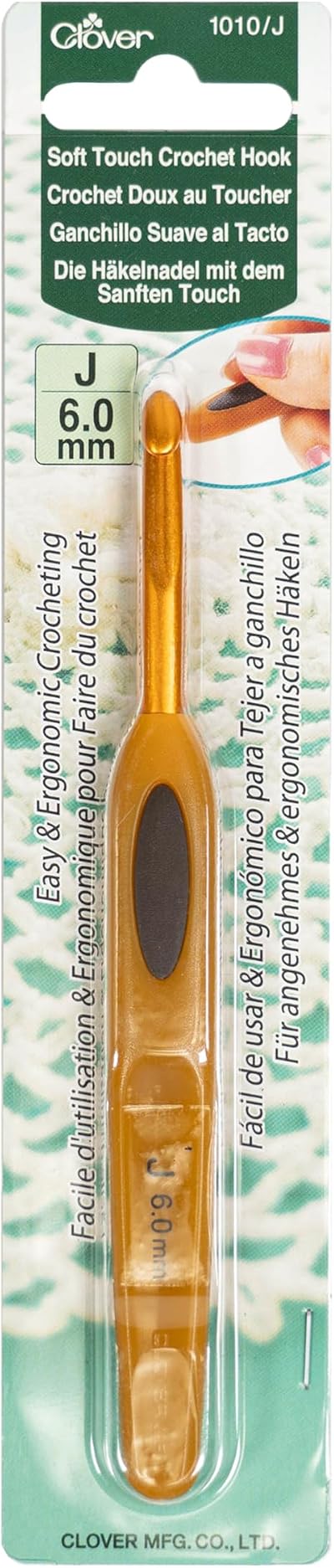 Clover Soft Touch Crochet Hook 6.00mm Brown Metal 6mm 1010/J