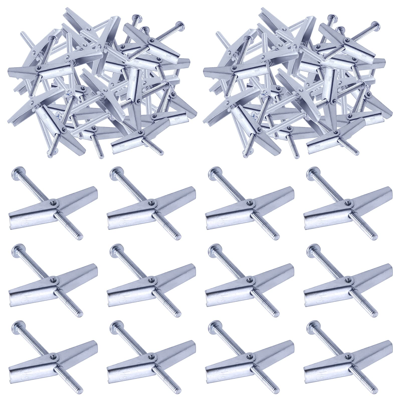 Swpeet 30Pcs 1/8 Inch Toggle Bolt and Wing Nut Kit for Hanging Heavy Items on Drywall