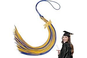 QOIUSO 2024 Graduation Tassel: Tassel for Graduation Cap 2024, Graduation Cap Hat Decorations, Class of 2024 Tassel Charm Graduation Party Decorations 2024 Grad Cap Decorations Graduate Gifts - Blue Gold
