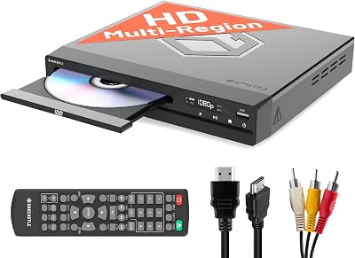 Oakcastle DVD100 Compact DVD Player Multi Region 1080p Upscale HDMI