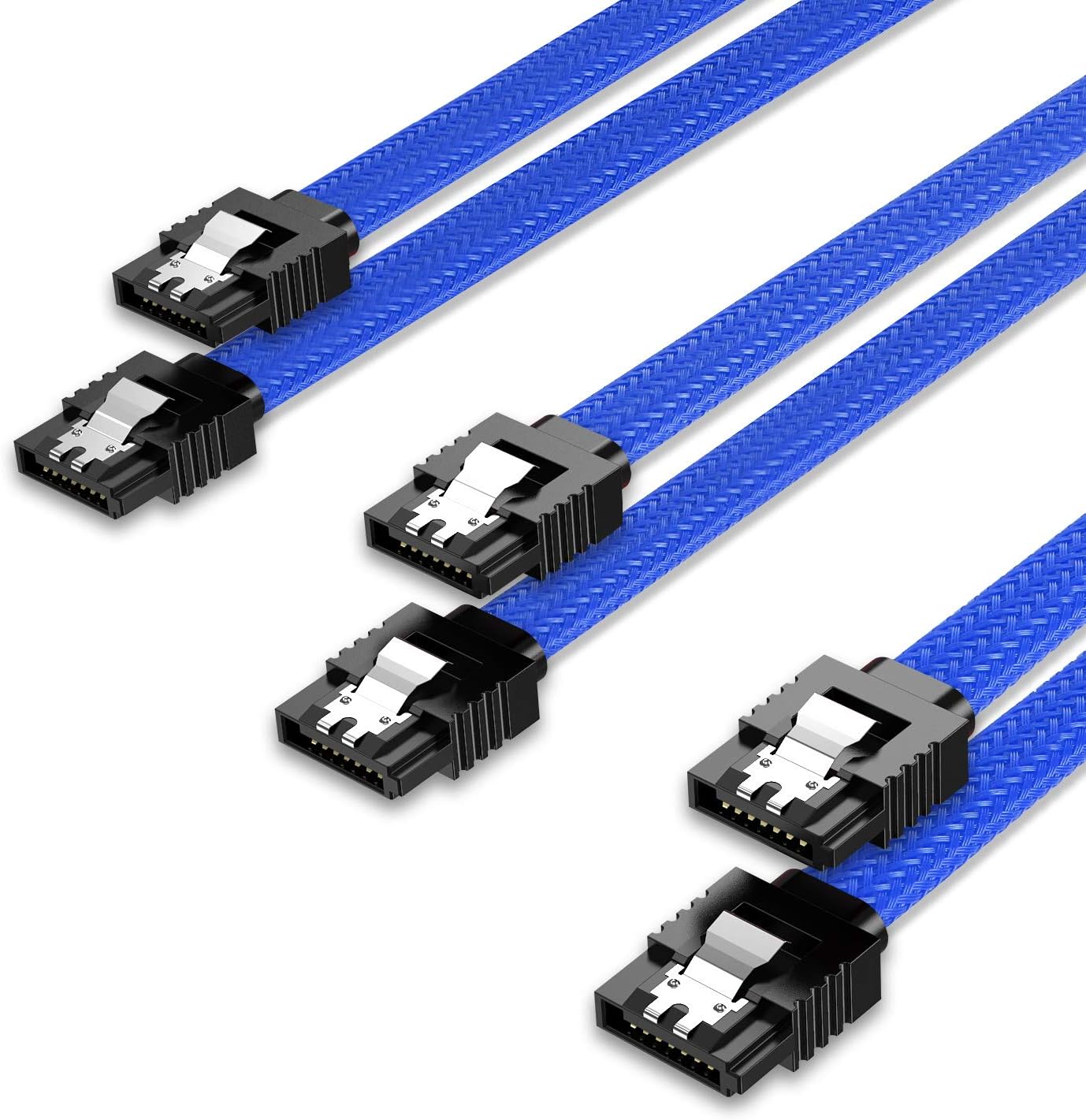 QIVYNSRY 3PACK SATA Cable III 3 Pack 6Gbps Straight HDD SDD Data Cable with Locking Latch 18 Inch for SATA HDD, SSD, CD Driver, CD Writer, Blue