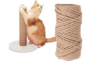THAMIAO Nature Hemp Rope,sisal rope for cat scratcher,rope for cat scratch post，cat scratching post replacement,Cat Scratcher Replacement Rope Heavy Duty Jute Twine for Cat Tree and Tower, DIY (1/4inch,100FT)