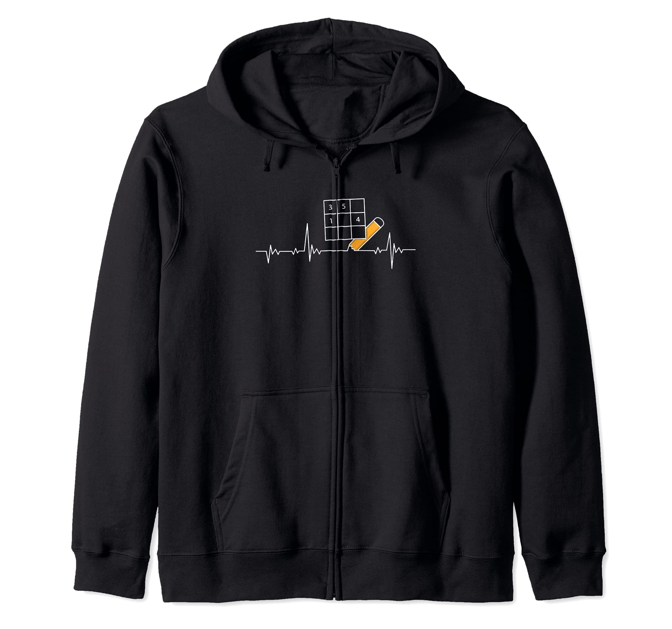 Sudoku Heartbeat Number Puzzle Game Sudoku Gift Zip Hoodie