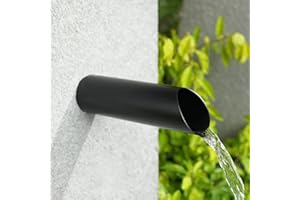 Aquadock 1.2 Inch 316 Stainless Steel Round Waterfall Spout Scupper, Outdoor Spillway Water Fountain Landscape Decor for Pools, Ponds, Water Walls, Overall Length 8 Inch (Matt Black)