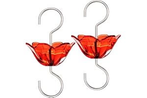 BOLITE Ant Moat for Hummingbird Feeders, 5 Oz Ant Guard with Large Capacity, Hanging Ant Guard for Outdoors, Red Flower Shape, 2 Pack