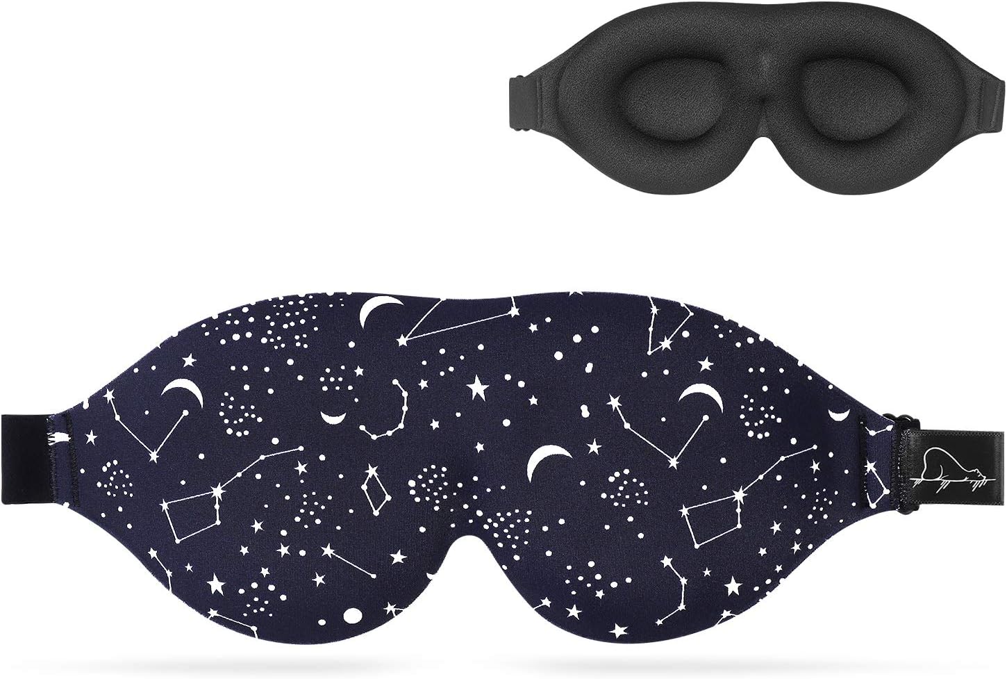 ALASKA BEAR Luxury Sleep Eye Mask for Women & Men. Adjustable, Contoured & Comfortable for Full Blackout - Includes Silky Pouch and Earplugs - Starry Night Constellations