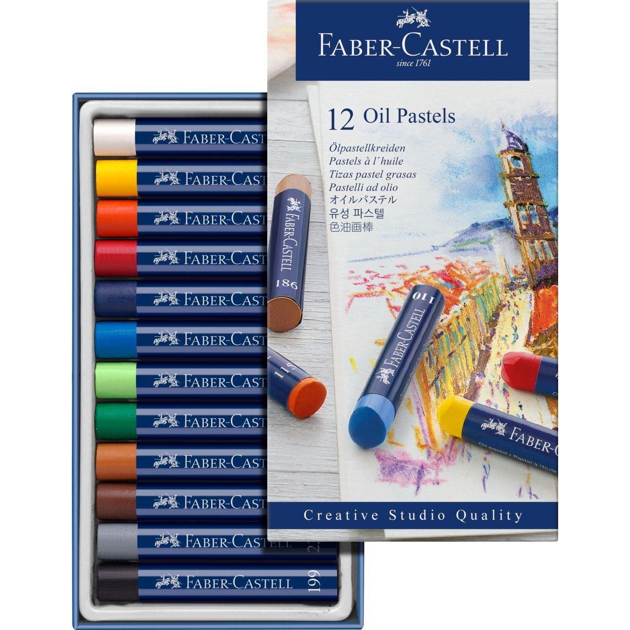 Faber-Castell Creative Studio Pastel Chalk 12 Assorted Colours in Cardboard Case