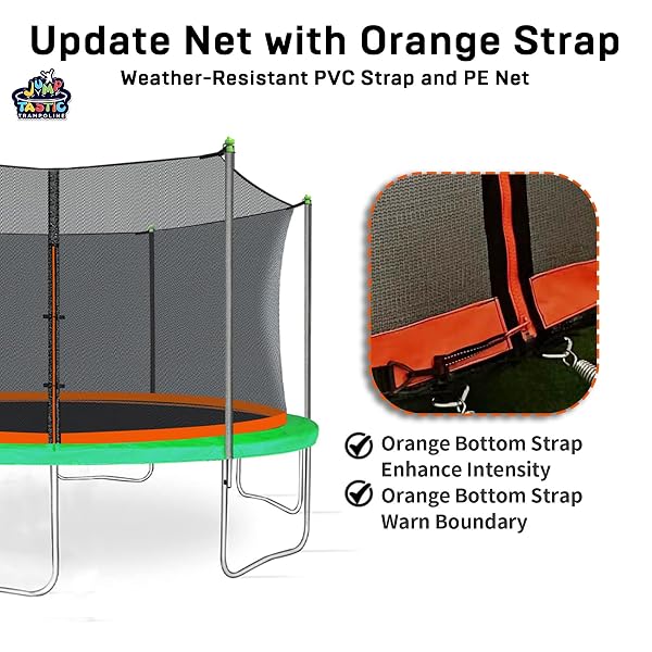 14FT TRAMPOLINE NET REPLACEMENT WITH 6 CAPS, TRAMPOLINE NET FIT FOR 14FT ROUND-6 STRAIGHT POLES(NOT INCLUDE POLES)