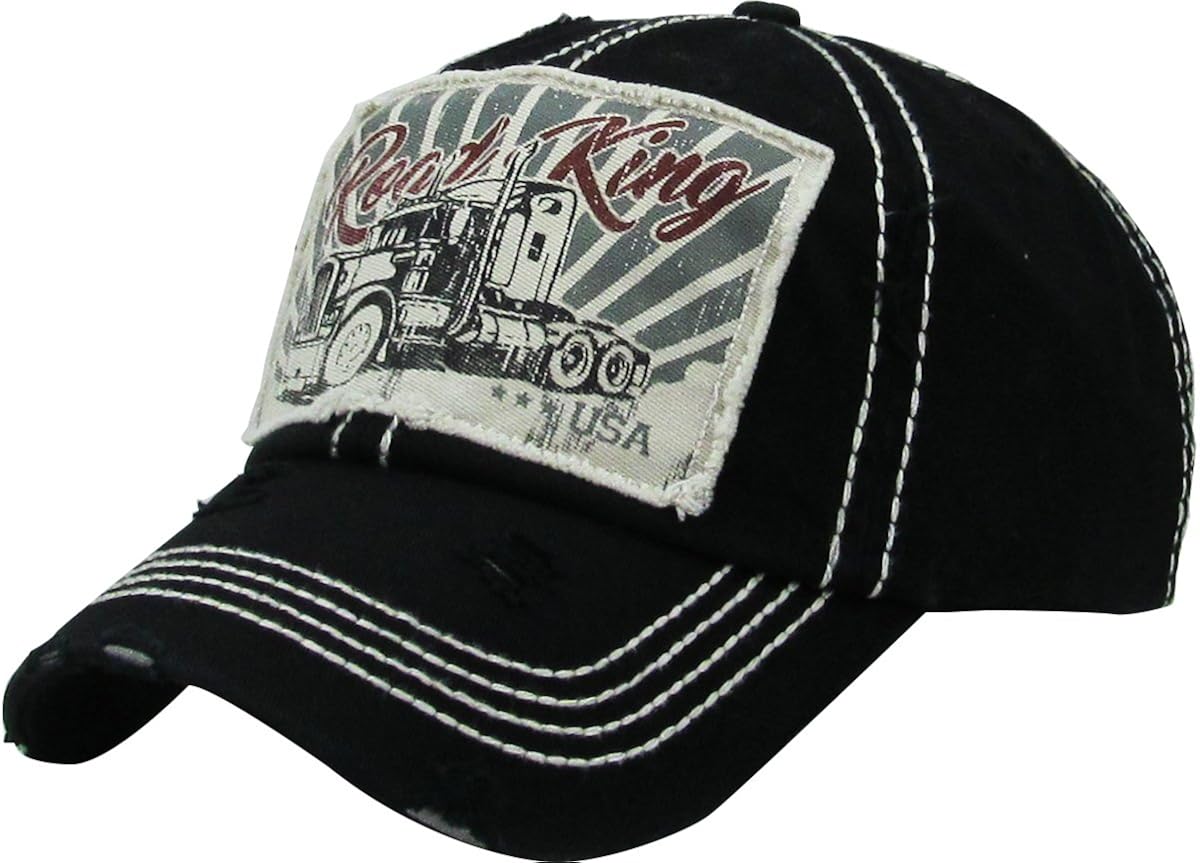 KBETHOS Distressed Classic Vintage Hats (Adjustable, (1068) Black