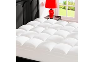 Topllen Queen Mattress Topper for Back Pain Relief, Extra Thick Pillow Top Plush Mattress Pad with Deep Pocket, Soft Pillowtop Queen Size Bed Toppers Filled Fluffy Down Alternative, White