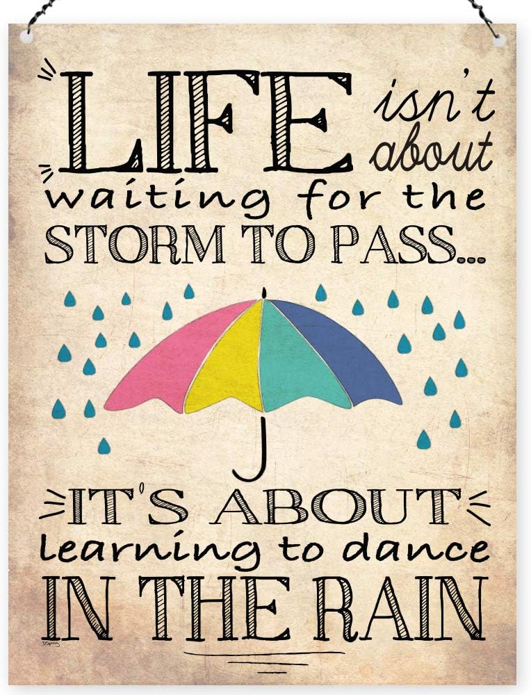 Dorothy Spring Life Isn't About Waiting For The Storm To Pass It's About Learning To Dance In The Rain Wall Quote Plaque Metal Sign Inspirational Gift Size