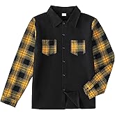 PureChapter Boys Button Down Shirt Fashion Long Sleeve Plaid Pocket Kids Clothes Fall Winter School Casual Shirt