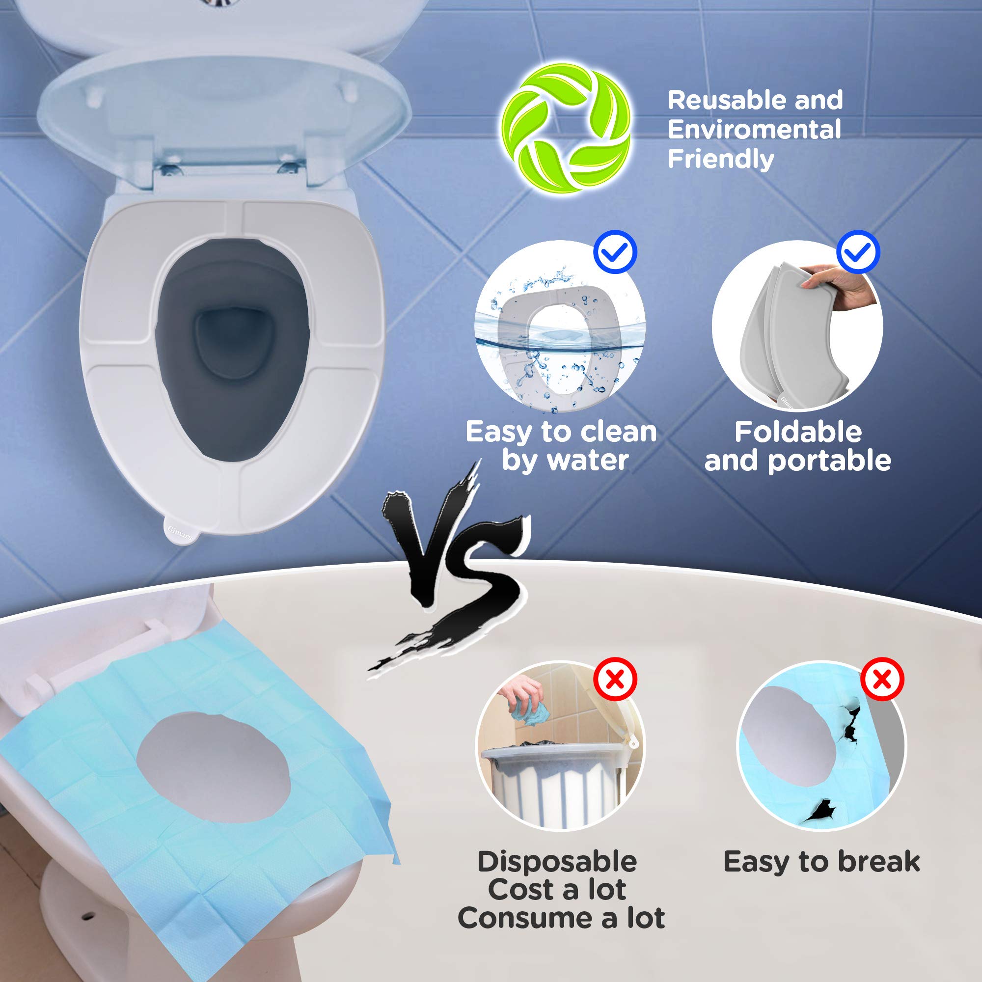 Gimars Newest Reusable Silicon Folding Public Adults Teens Travel