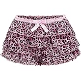 Verdusa Women's Plus Size Y2K Cheetah Print Ruffle Shorts Tiered Layered Low Waist Mesh Mini Shorts