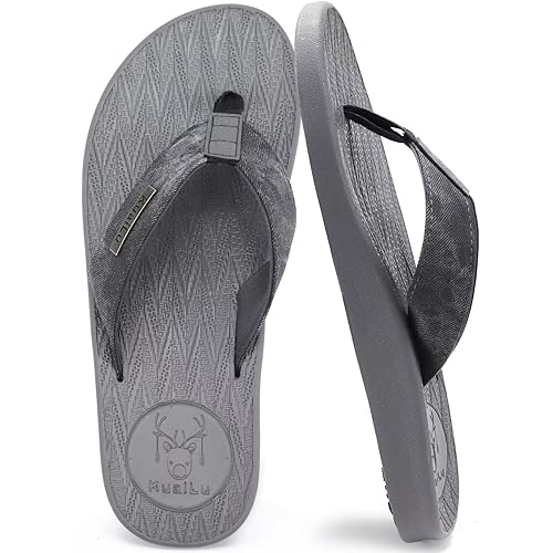 KuaiLu Mens Flip Flops Arch Support Comfortable Cushion Memory