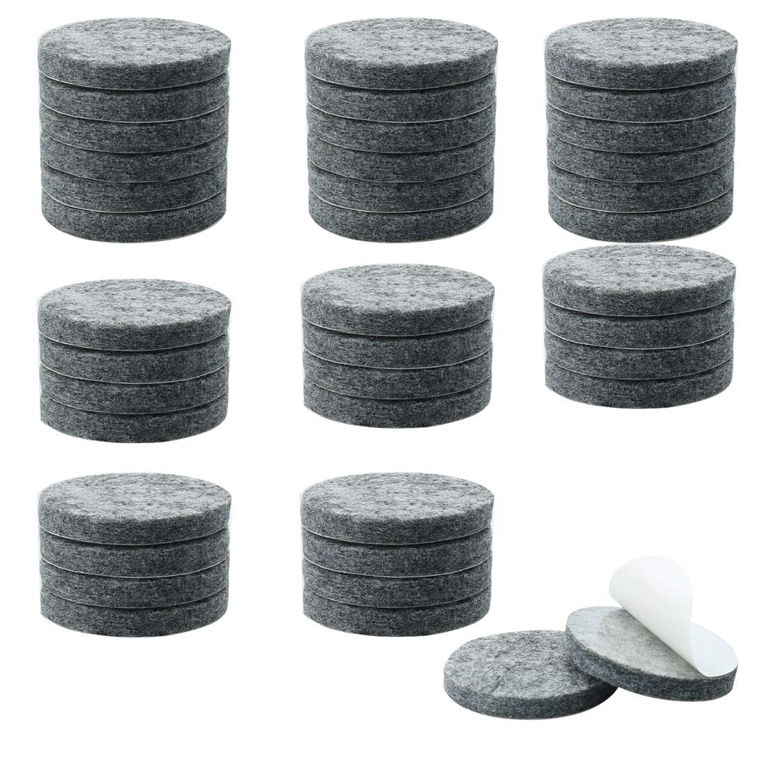 sourcing map 40pcs Furniture Pads Round 1" Self-stick Non-slip Anti-scratch Slip Resistant Felt Pads Floors Protector Gray