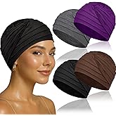 BCHRTOIP 4 Pcs Chemo Headwear for Women, Soft Cancer Headwear Elastic Cancer Hat for Hair Loss