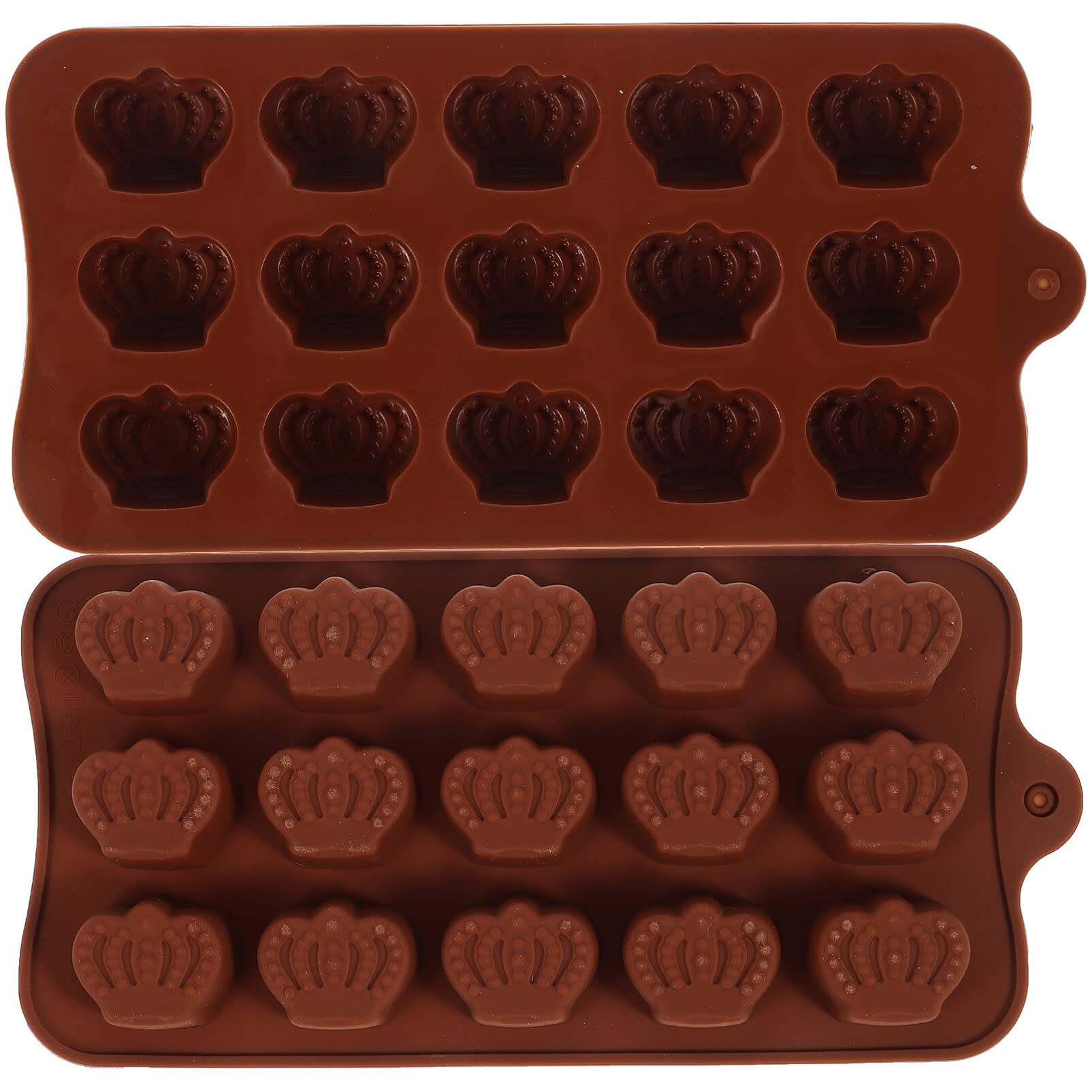 DOITOOL Silicone Crown Chocolate Moulds Set of 2 - Non-Stick Reusable Baking Molds for Cake Candy Ice Cube and Wax Melts 8.3X4.1X0.8 Inch
