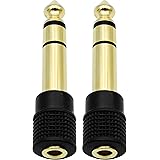 Audio Adapter 6.35mm (1/4 inch) Male to 3.5mm (1/8 inch) Female Stereo Headphone Connector Gold Plated, 2 Pack