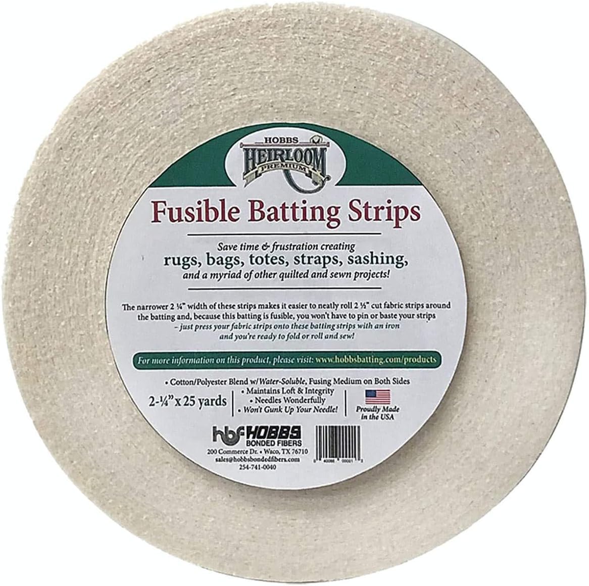 Hobbs Batting Heirloom Fusible Jelly Roll Strip Batting 2.