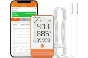 Elitech GSP-6 Bluetooth Data Logger Temperature Humidity for Refrigerator with Shadow Data 100000 Points Export PDF/CSV Report, Pharmacy Vaccine DDL Calibration Certificate, MAX MIN with Dual Probe