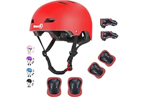 BANZK Adjustable Kids Bike Helmet with Knee Pads Elbow Pads Wrist Guards for Age 3-5-8-14+ Youth/Teens,Ventilation Multi-Sport Scooter Roller Skate Rollerblading Skateboarding Climbing Cycling