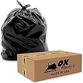 55 Gallon 4mil Trash Can Liners Bags - (35 Count) Capacity & Thick Extra Heavy Duty Strength - Large Garbage, Leak-Proof & Durable, House & Commercial Use Bags - Black
