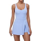 FOMELY Tennis Dress for Women, U Neck Workout Dress with Built in Shorts and Bra for Sleeveless Golf Dresses for Women