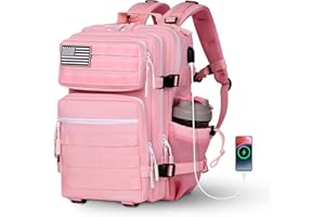Boomistry 25L Military Tactical Backpack for Women, Molle Army Assault Pack with Water Cup Bag (Pink-25L)
