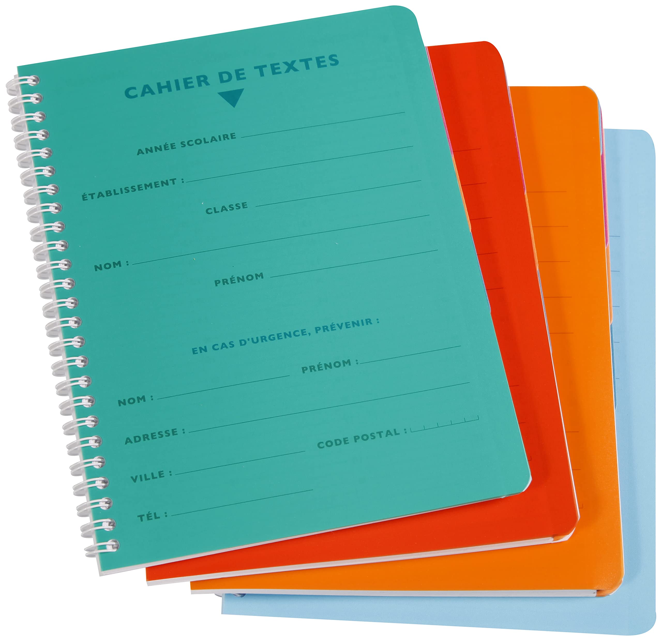 Calligrapher 458460C Spiral Homework Book (Clairefontaine) - 17x22 cm - 124 Seyes Ruled Pages - 90 g White Paper - Transparent Polypro Cover - Random Colour