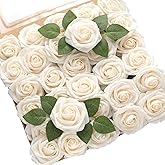 DerBlue 60pcs Artificial Roses Flowers Real Looking Fake Roses Artificial Foam Roses Decoration DIY for Wedding,Arrangements Party Home Decorations