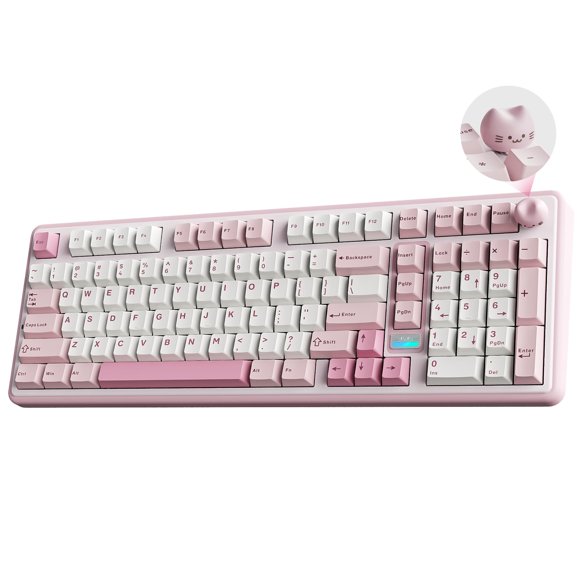 YUNZII B98 PRO 96% Wireless Mechanical Keyboard(Pink, Candy Switch) | QMK/VIA, with Numpad, Dual-Style Knob Design, Creamy Pr