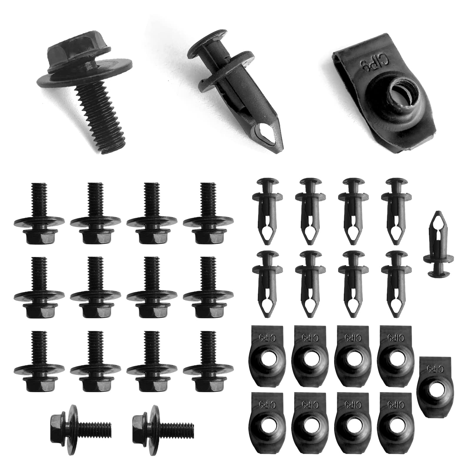 Photo 1 of 35Pcs Engine Under Cover Splash Shield Body Bolts Screws, Bumper Clips Extruded U-Nuts Kit Compatible with Nissan 350z 370z Infiniti G35 G37 EX35 FX35 FX45