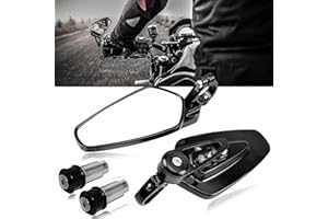 DREAMIZER Black 7/8" Bar End Motorcycle Mirror Rearview CNC Motorcycle Mirrors Compatible With Honda GROM MXS125 CB500F Yamaha MT-03 MT-07 FZ-07 MT-09 MT-10 Z125 pro Z650 Z750 and More